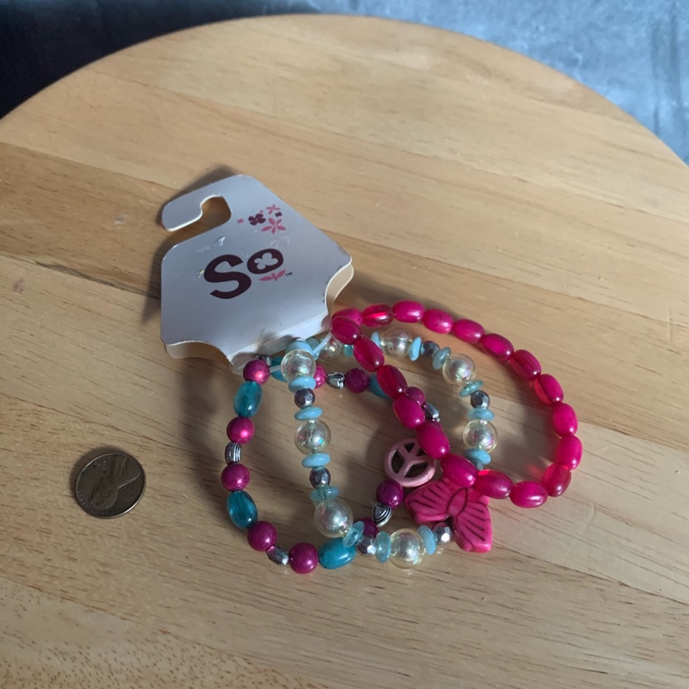 3 SO Multi-Colored Bead Bracelets